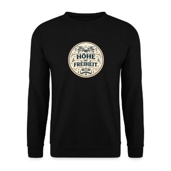Höhe ist Freiheit – Drohnen-Motiv - Unisex Pullover - Schwarz - Vorne - Alina (178cm) & Michal (187cm)