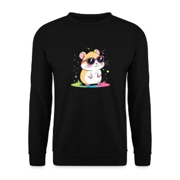 Hamster arcenciel lunettes roses - Sweat-shirt Unisexe - noir - Devant - Alina (178cm) & Michal (187cm)