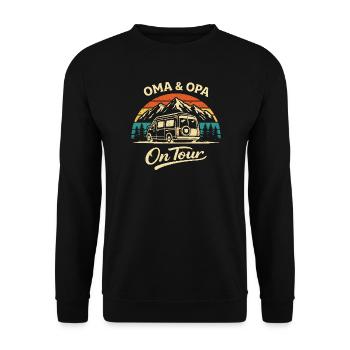 Grand-mère et grand-père en tournée camping-car - Sweat-shirt Unisexe - noir - Devant - Alina (178cm) & Michal (187cm)