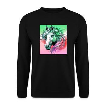 horse - Unisex Sweatshirt - black - Front - Alina (178cm) & Michal (187cm)