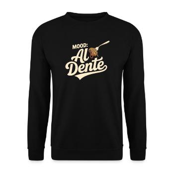 Al Dente Mood | Pasta Spruch - Unisex Pullover - Schwarz - Vorne - Alina (178cm) & Michal (187cm)