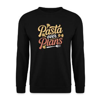 Pasta statt Pläne | Nudel Humor - Unisex Pullover - Schwarz - Vorne - Alina (178cm) & Michal (187cm)