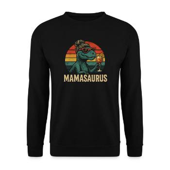 Mamasaurus Mama Mutter Geschenkidee Humor Lustig - Unisex Pullover - Schwarz - Vorne - Alina (178cm) & Michal (187cm)