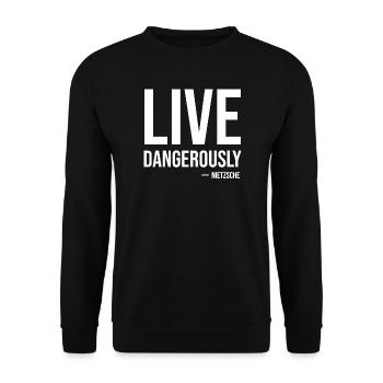 Vis dangereusement Citation de Nietzsche Tee - Sweat-shirt Unisexe - noir - Devant - Alina (178cm) & Michal (187cm)
