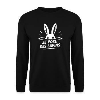 Je pose des lapins - humour rendez-vous raté. - Sweat-shirt Unisexe - noir - Devant - Alina (178cm) & Michal (187cm)