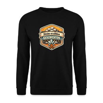 Steine erzählen Geschichten - Unisex Pullover - Schwarz - Vorne - Alina (178cm) & Michal (187cm)