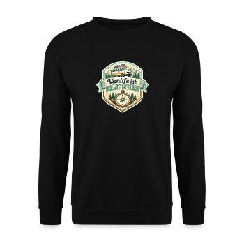 Vanlife ist Freiheit - Unisex Pullover - Schwarz - Vorne - Alina (178cm) & Michal (187cm)