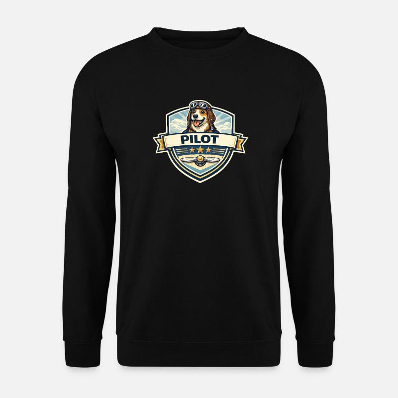Hundepilot Abzeichen Cartoon - Unisex Pullover - Schwarz