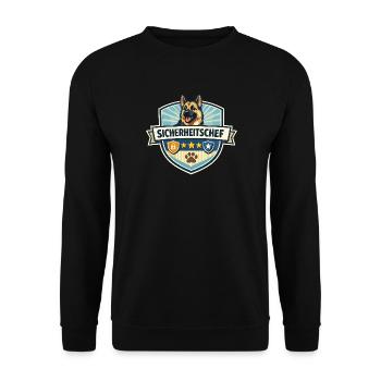 Sicherheitschef Schäferhund Logo - Unisex Pullover - Schwarz - Vorne - Alina (178cm) & Michal (187cm)