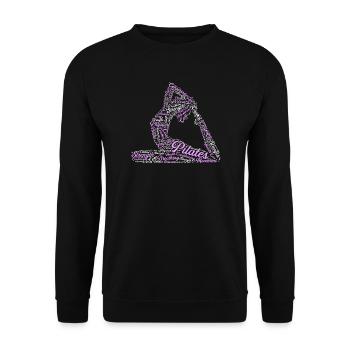 Pilates Wordcloud Core Équilibre Force Fitness - Sweat-shirt Unisexe - noir - Devant - Alina (178cm) & Michal (187cm)