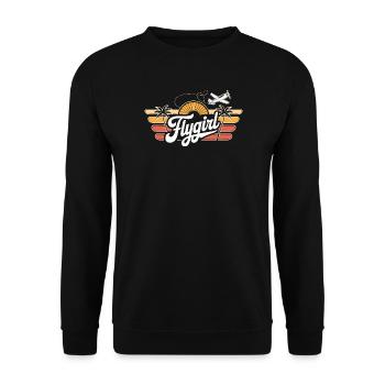 Flygirl Retro Aviation Sunset - Unisex Sweatshirt - black - Front - Alina (178cm) & Michal (187cm)