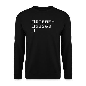 DOOF 8-Bit Code Nerd Pixel Terminal Retro - Unisex Pullover - Schwarz - Vorne - Alina (178cm) & Michal (187cm)