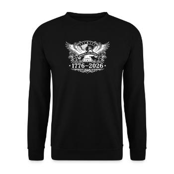 Amerika 250 Jahre 1776–2026 Vintage Patriotic Eagl - Unisex Pullover - Schwarz - Vorne - Alina (178cm) & Michal (187cm)