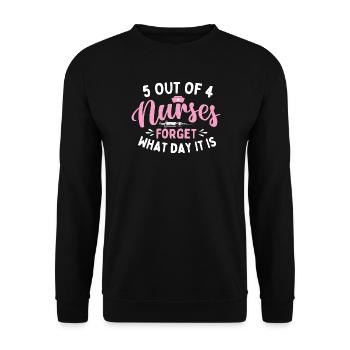 5 von 4 Krankenschwestern vergessen welchen Tag Humor - Unisex Pullover - Schwarz - Vorne - Alina (178cm) & Michal (187cm)
