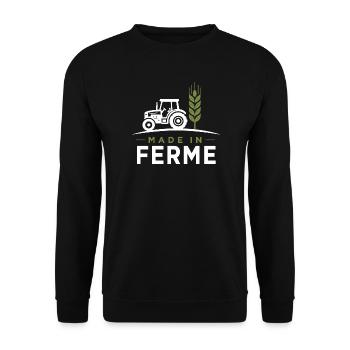 Hergestellt auf dem Bauernhof Humor Landwirtschaft, Traktor, Weizen - Unisex Pullover - Schwarz - Vorne - Alina (178cm) & Michal (187cm)
