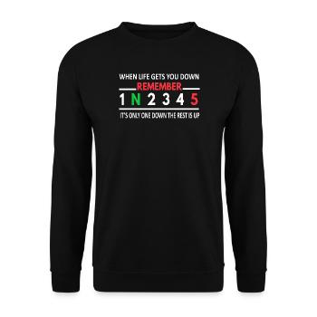 When Life Gets You Down 1 Down 5 Up Motorcycle - Unisex Sweatshirt - black - Front - Alina (178cm) & Michal (187cm)