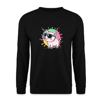 Warm Pig Sunglasses - Unisex Sweatshirt - black - Front - Alina (178cm) & Michal (187cm)