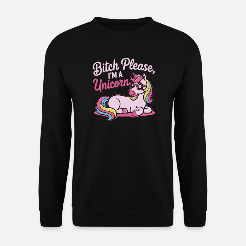 Einhorn Spruch Motiv B*tch please - Unisex Pullover - Schwarz