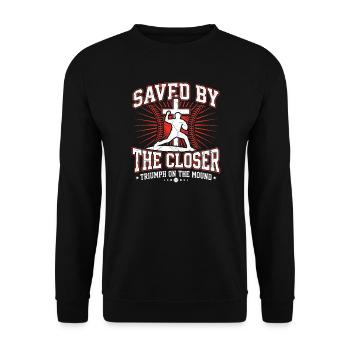 Saved By The Closer Christian Baseball Jesus - Unisex Sweatshirt - black - Front - Alina (178cm) & Michal (187cm)