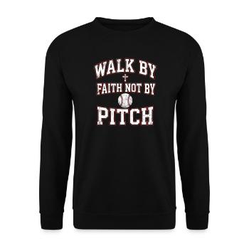 Marchez par la foi, pas par le lancer Baseball chrétien - Sweat-shirt Unisexe - noir - Devant - Alina (178cm) & Michal (187cm)