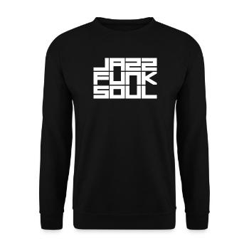Monochromes Rastergeometrisches Muster - Unisex Pullover - Schwarz - Vorne - Alina (178cm) & Michal (187cm)