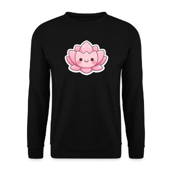 Kawaii Lotus Blossom Pink - Unisex Sweatshirt - black - Front - Alina (178cm) & Michal (187cm)