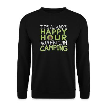 It's Always Happy Hour When I'm Camping - Unisex Sweatshirt - black - Front - Alina (178cm) & Michal (187cm)