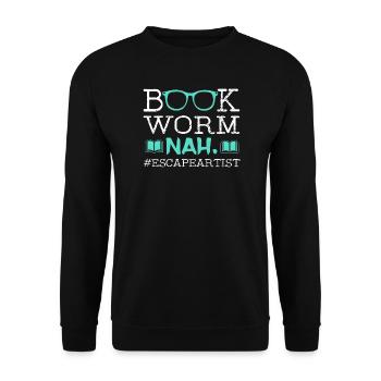 Bookworm Escape Artist - Funny Reader - Unisex Sweatshirt - black - Front - Alina (178cm) & Michal (187cm)