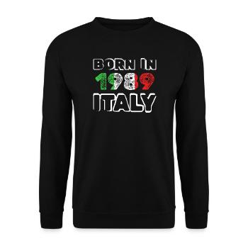 BORN IN 1989 ITALY Vintage Tee - Unisex Pullover - Schwarz - Vorne - Alina (178cm) & Michal (187cm)