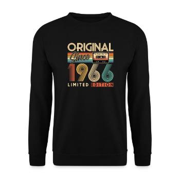 60. Geburtstag, 60 Jahre, Original 1966 - Unisex Pullover - Schwarz - Vorne - Alina (178cm) & Michal (187cm)