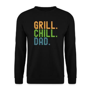 BBQ. Détends-toi. Papa. Des papas et des grillons. - Sweat-shirt Unisexe - noir - Devant - Alina (178cm) & Michal (187cm)