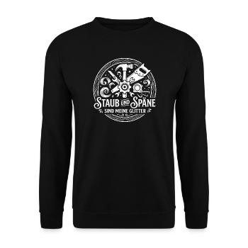 Staub und Späne Glitter - Unisex Pullover - Schwarz - Vorne - Alina (178cm) & Michal (187cm)