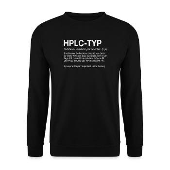 High Performance Liquid Chromatography HPLC Typ - Unisex Pullover - Schwarz - Vorne - Alina (178cm) & Michal (187cm)