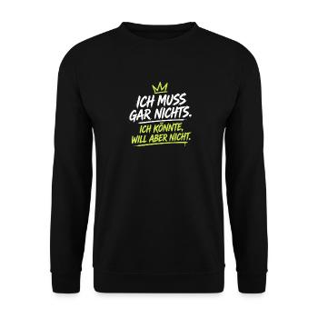Ich Könnte Will Aber Nicht – Neon Krone - Unisex Pullover - Schwarz - Vorne - Alina (178cm) & Michal (187cm)