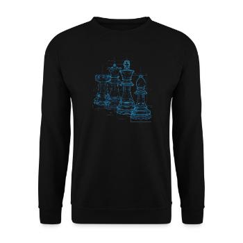 Schach Blueprint für Männer Geschenk - Unisex Pullover - Schwarz - Vorne - Alina (178cm) & Michal (187cm)