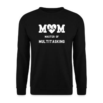 Mama, Meisterin des Multitasking, lustiges Mutterschaftszitat - Unisex Pullover - Schwarz - Vorne - Alina (178cm) & Michal (187cm)