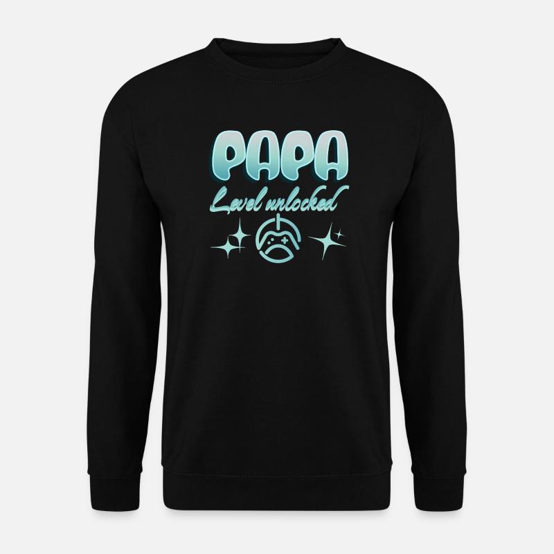 Papa Gamer Level unlocked - Unisex Pullover - Schwarz