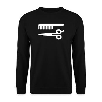 Friseur - Unisex Pullover - Schwarz - Vorne - Alina (178cm) & Michal (187cm)