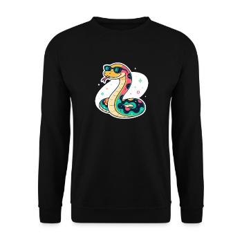 Bunte Schlange mit Sonnenbrille - Unisex Pullover - Schwarz - Vorne - Alina (178cm) & Michal (187cm)