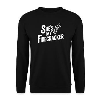 She's My Firecracker - Unisex Sweatshirt - black - Front - Alina (178cm) & Michal (187cm)