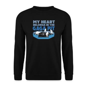 Mein Herz gehört in die Gaga-Grube - Unisex Pullover - Schwarz - Vorne - Alina (178cm) & Michal (187cm)
