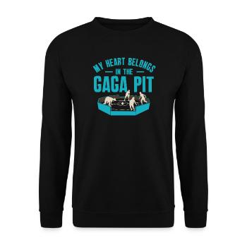 Mein Herz gehört in die Gaga-Grube - Unisex Pullover - Schwarz - Vorne - Alina (178cm) & Michal (187cm)