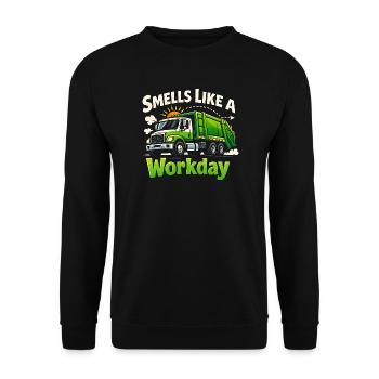 Smells like a working day | Garbage Collection, Humor - Unisex Sweatshirt - black - Front - Alina (178cm) & Michal (187cm)