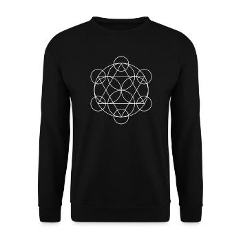Metatron's Cube Geometric Mandala - Unisex Sweatshirt - black - Front - Alina (178cm) & Michal (187cm)