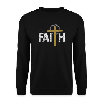 Faith Cross Crown Christian Grunge Style Design - Unisex Pullover - Schwarz - Vorne - Alina (178cm) & Michal (187cm)