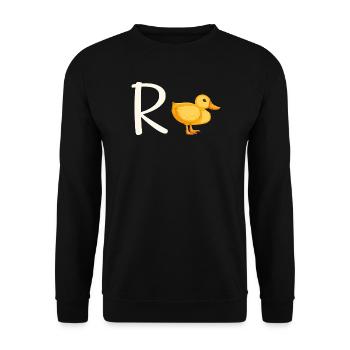 Funny Pension Duck - Unisex Sweatshirt - black - Front - Alina (178cm) & Michal (187cm)
