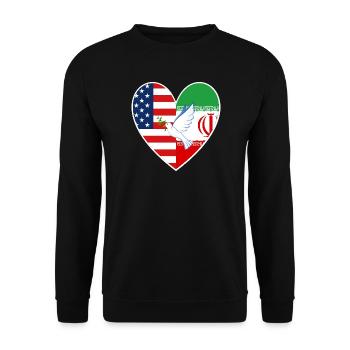 USA Iran Colombe de l’amour de la paix - Sweat-shirt Unisexe - noir - Devant - Alina (178cm) & Michal (187cm)