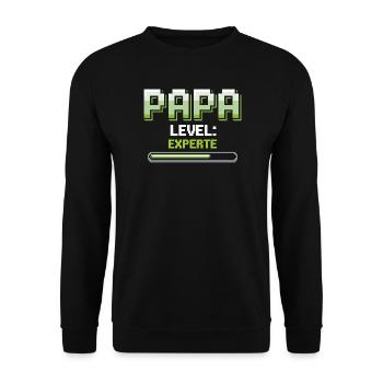 Papa Level Up Experte Gaming - Unisex Pullover - Schwarz - Vorne - Alina (178cm) & Michal (187cm)