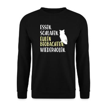Eulen Beobachten Eule Ornithologen Vogel Uhu Kauz - Unisex Pullover - Schwarz - Vorne - Alina (178cm) & Michal (187cm)