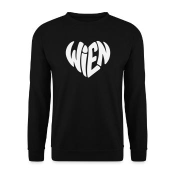 Wien Typo Herz  - Unisex Pullover - Schwarz - Vorne - Alina (178cm) & Michal (187cm)